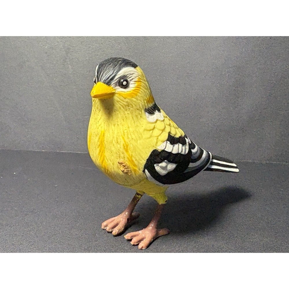 Vintage Yellow Goldfinch Bird Figurine 4" Plastic Model Realistic Wildlife Decor